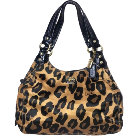 COACH Madison Black Patent Leather Satin Ocelot Pattern Wristlet RARE - Picture 8 of 11